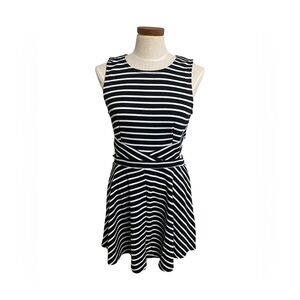 Black + White Striped Mini Dress